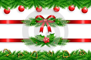 realistic christmas frames borders set