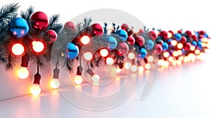 Realistic Christmas Lights Isolated Design Elements AI Generated