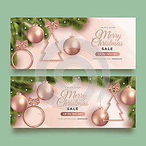 realistic christmas sale banners vector design illustration