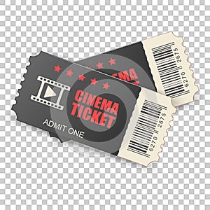 Realistic cinema ticket icon in flat style. Admit one coupon entrance vector illustration on isolated background. 3d ticket