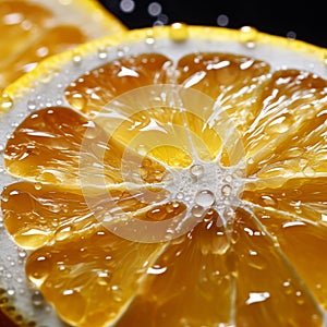 Realistic Citrus Fruit Close Up Illustration. Digital Generated Bright Photo Art.