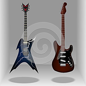 Realistic classic electric guitars. Sleek style