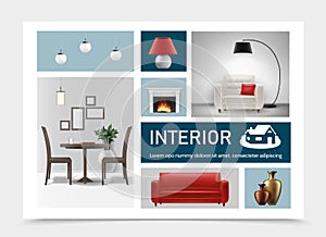 Realistic Classic Interior Elements Collection