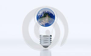 Realistic Classic Light Bulb With Earth Globe Inside
