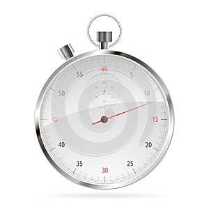 Realistic Classic Stopwatch on White.