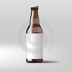 Realistic Clear Beer Bottle With White Label