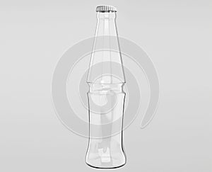 Realistic clear white glass bottle.
