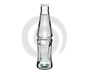 Realistic clear white glass bottle with transparent drink