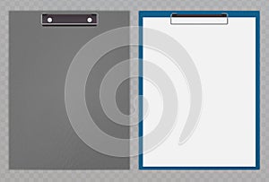 Realistic clipboard, plastic folder. Textured elements
