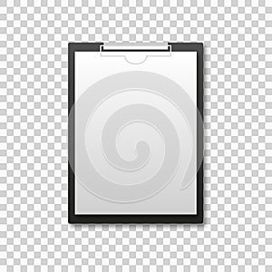 Realistic clipboard vector isolated illustration on trans parent background. Office folder. Notepad information board vector