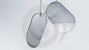 Realistic close up of military dog tags with shiny reflection