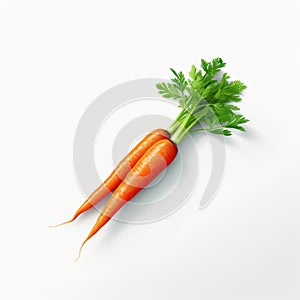 Realistic Closeup Of Three Carrots On White Background