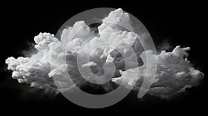 Realistic cloud formation isolated on black background, AI Generative
