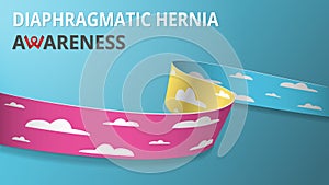 Realistic cloud ribbon. Awareness congenital diaphragmatic hernia awareness month poster. Vector illustration. Brightful