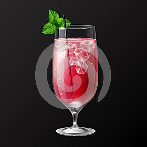 Realistic cocktail bloody mary glass vector illustration