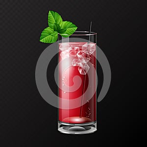 Realistic cocktail bloody mary glass vector illustration