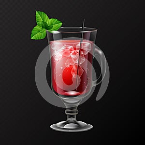 Realistic cocktail bloody mary glass vector illustration