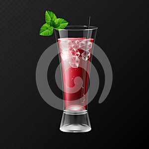 Realistic cocktail bloody mary glass vector illustration