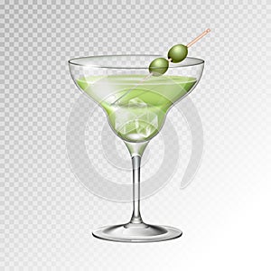 Realistic cocktail margarita glass vector illustration