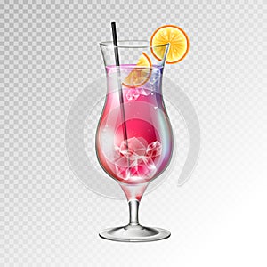 Realistic cocktail tequila sunrise glass vector illustration