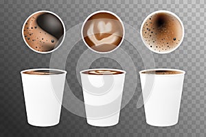 Realistic Coffee 3d in white cups