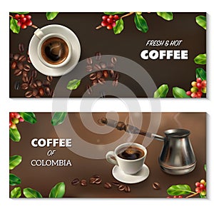 Realistic Coffee Banner Set