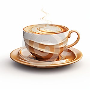 Realistic Coffee Cup With Saucer: Hyper-detailed Rendering And Creative Commons Attribution