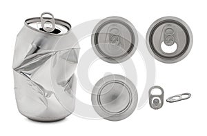 Realistic collection of aluminium can- Isolated on white background and clipping path.