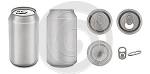 Realistic collection of aluminium can- Isolated on white background and clipping path.