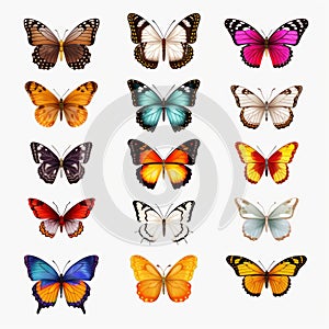 Realistic Collection Of Colorful Butterflies: Stock Illustrations