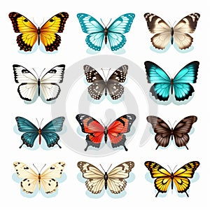 Realistic Collection Of Different Butterflies In Detailed Brushwork Style