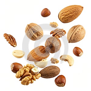 Falling various nuts collection