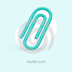 Realistic color paper clip. Accessory for neat storage of papers. Archiving of documents