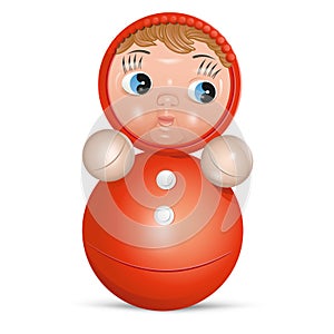 Realistic colored roly-poly doll toy vector illustration, isolated background