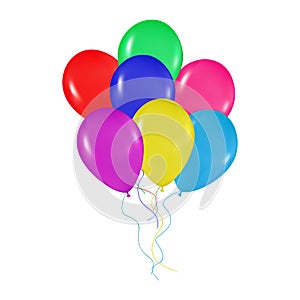 Realistic colorful balloons bunch background, holidays, greetings, wedding, happy birthday, partying