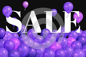 Realistic colorful balloons with text `Sale`.Background for special offer