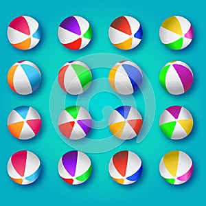 Realistic Colorful Beach Balls Illustration.