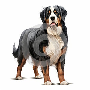 Realistic And Colorful Bernese Mountain Dog Illustration In Gigantic Scale