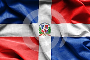Realistic colourful background, flag of Dominican Republic