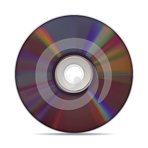 Realistic compact disc on white background.