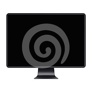 Realistic Computer display isolated on white background. Computer display with blank black screen.