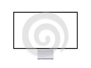 Realistic computer monitor isolated on white. Tv display modern frame wide display with empty place for showing your