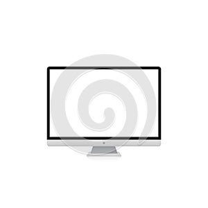 Realistic Computer Monitor Vector Illustration. White Screen Desktop Image
