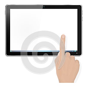 Realistic Computer Tablet with Hand and Finger Poi photo