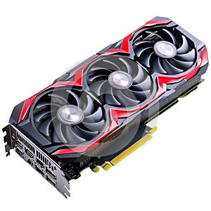 Realistic computer video card on transparent or white background