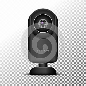 Realistic computer web camera isolated. Video camera technology digital illustration. Webcam device