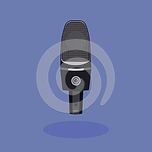 Realistic condenser microphone, vector illustration.