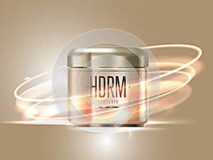 Realistic cosmetic cream golden container