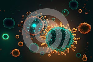 Realistic Covid-19 Virus Bacteria Background. Generative ai