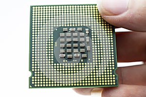 Realistic cpu back view processor chip
